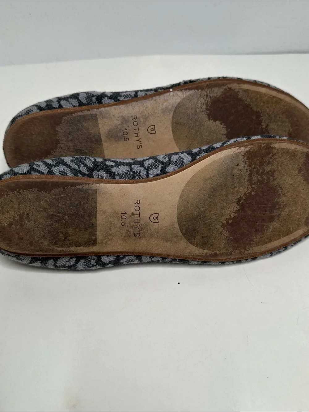Rothy's The Flat Haze Spot Grey Leopard Pink Trim Size 10.5